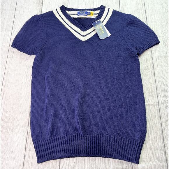 Polo Ralph Lauren Girls Cotton Cashmere Cricket Sweater Short Sleeve Size Med - Picture 2 of 8